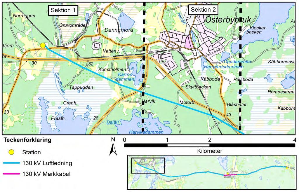 Sektion 2 Sektion 2 omfattar sträckan mellan länsväg 290 och länsväg 292, ca 700 meter öster om passagen av järnvägen. Sektionen är ca 2,4 kilometer. Området består av morän och barrblandskog.