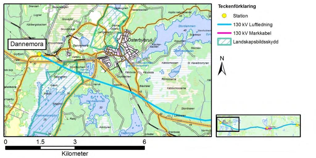 6.3 Landskapsbild Förutsättningar Sektion 1-4 Utbyggnadsförslaget berör ett flackt skogslandskap med mindre inslag av öppen jordbruksmark som sätter sin prägel på landskapet.