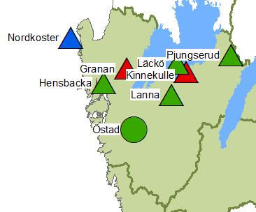 Rapport C 288 - Marknära ozon i bakgrundsmiljö i södra Sverige Ozonmätnätet i södra Sverige 217 IV-6 Västra Götalands län Västra Götalands län tillhör kustzonen, västliga zonen, nordliga zonen samt