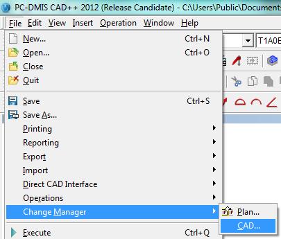 Efter byte av CAD-modell startas Change Manager från meny Arkiv. I den övre delen av dialogen visas Update Candidates.
