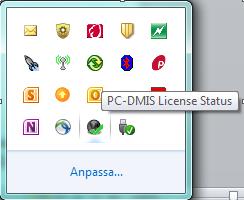 När licenshanteraren har kommunikation med licensmediat (licensfil eller hårdvarulås), visas ikonen med en grön markering.