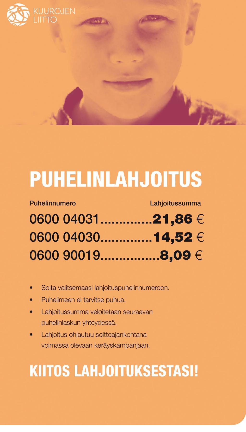 TELEFONDONATION Telefonnummer gåvobelopp 0600 04031...21,86 + lna 0600 04030...14,52 + lna 0600 90019...8,09 + lna Ring Lyssna Du Den Donationen valfritt donationstelefonnummer.