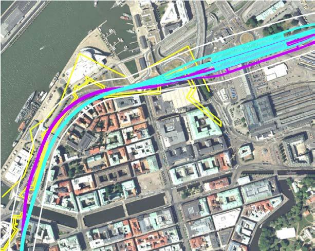 Alternativa lägen i plan för stationerna Läge i plan för station Centralen Utöver valt alternativ har ytterligare ett annat läge i plan studerats för station Centralen.