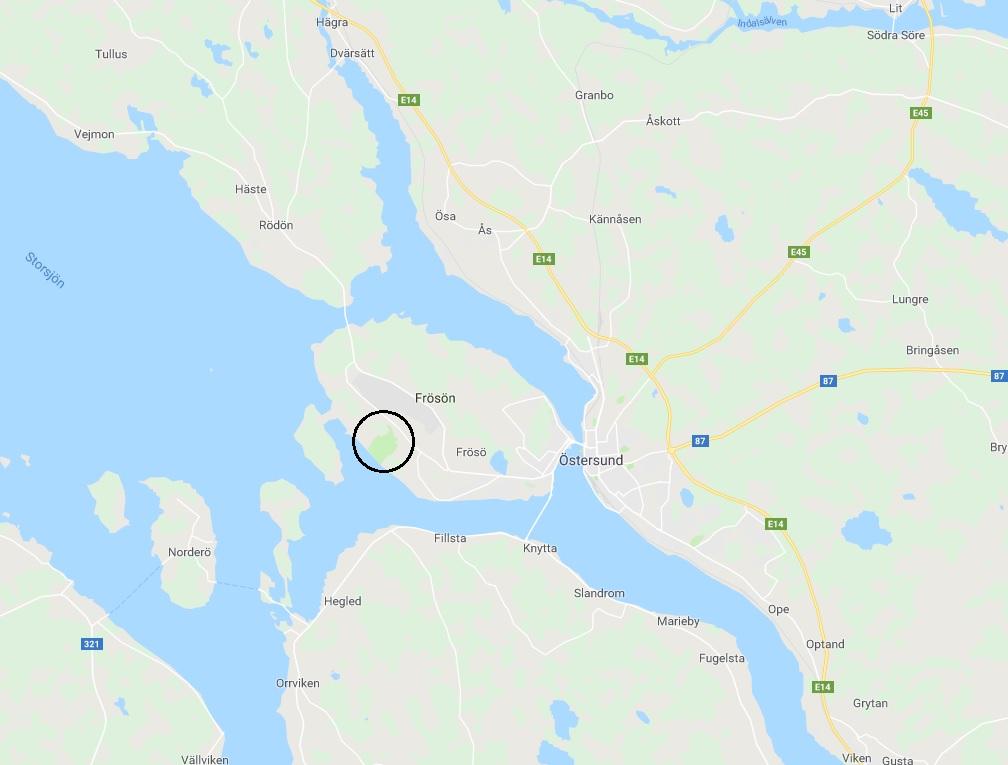 4 PLANDATA Lägesbestämning, areal och markägoförhållande Gällande detaljplan (F163) är ca 73 hektar stort och omfattar hela det före detta flottiljområdet på Frösöns västra sida.