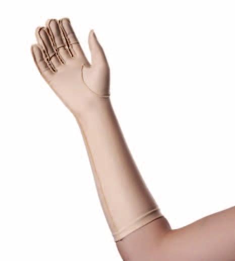 Hjälp för Hand & Finger 11 Ödemhandske med slutna fingertoppar lång Tillverkad i ett mjukt och lätt kompressionsgivande material för kontroll av ödem, 5-8% högre kompression än tidigare material.