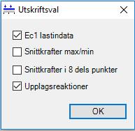 caeec211 Balk betong Sidan 35(37) 3.5.6 Utskriftsval Här kan information som skall finnas med på utskrift väljas, se Figur 28.