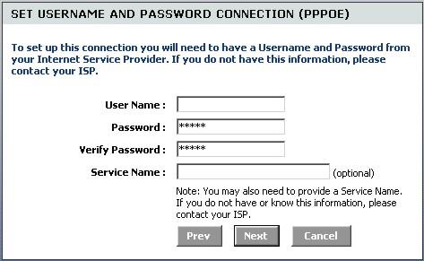4b. Användarnamn/lösenord för anslutning (PPPoE) Ange användarnamnet och lösenordet för ditt