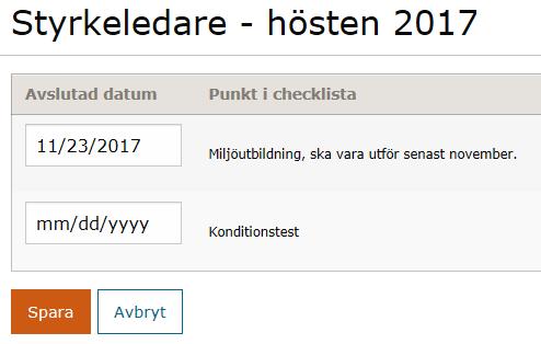 samhällsskydd och beredskap Datum 6 (16) Om du klickar på ett test i listan ser du alla datum du utfört testet.