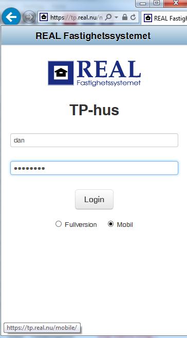 Logga in via din smarttelefon/surfplatta 1. Starta din webbläsare. 2. Logga in på https://namn.real.