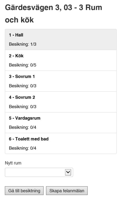 9. Klicka på knappen Gå till besiktning.