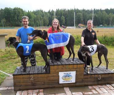 Finalerna hölls lördag 10/8 för Greyhounds och 11/8 för Whippet, bägge dagarna avhölls 9 lopp. Bo Norevik Lördagen den 10/8 finaler EM Sprint Dogs 320 m, final 10/8. Fr. v. tvåa Rudolf, 19.