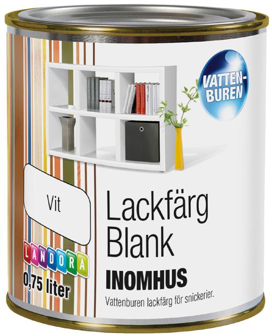Landora Lackfärg Blank Landora Lackfärg Blank är en vattenburen lackfärg för målning av snickerier inomhus. Ger en blank, slitstark yta som inte gulnar.