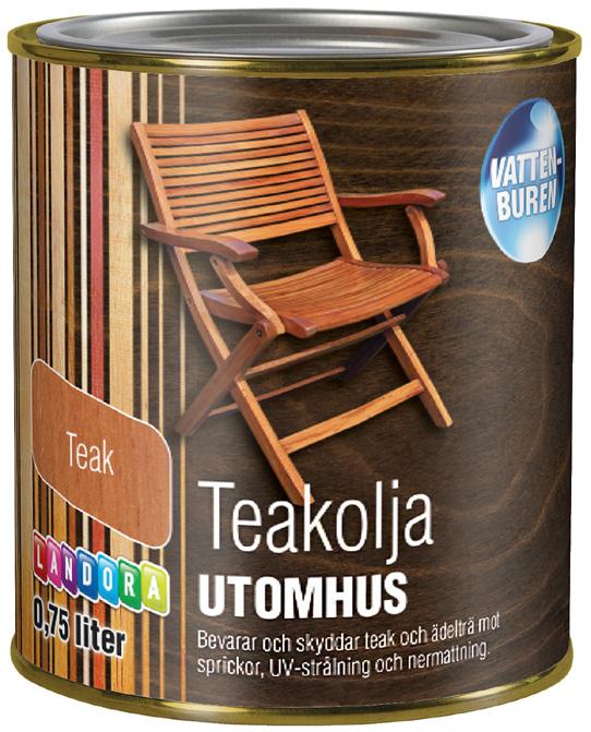 Landora Teakolja Djupverkande teakolja för obehandlad eller tidigare behandlad teak och andra slags ädelträ.