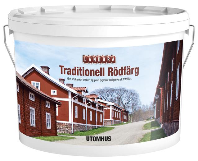 Landora Traditionell Rödfärg Landora Traditionell Rödfärg är en täckande, vattenbaserad slamfärg med vackert, djuprött pigment som ger ytan ett matt utseende.