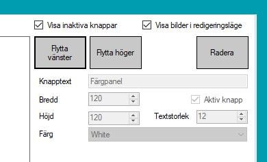 3.9.2 Flytta/ta bort knappar För att flytta på knapparna använder du kontrollerna uppe till höger. 1. Markera den knapp du vill flytta eller ta bort. 2.