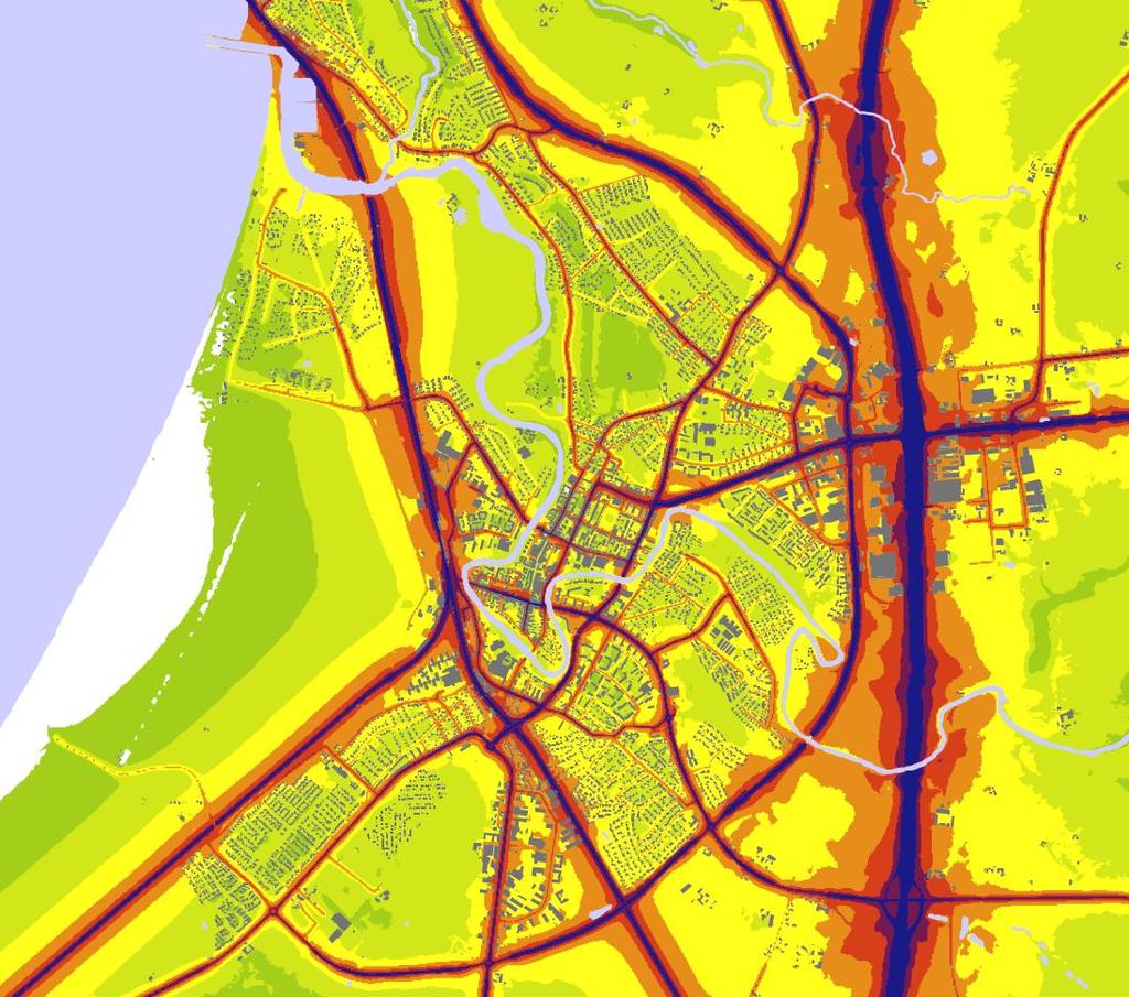 Trafikbuller Samla inte, sprid trafiken jämnt.. Halverad trafikmängd halverad upplevd ljudnivå Samhällskostnader.