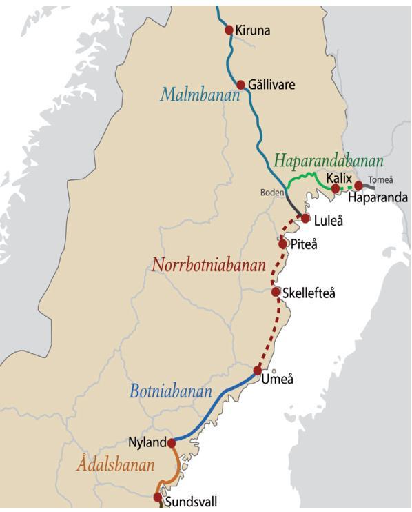 Det här är Norrbotniabanan En 27 mil ny kustnära järnväg mellan Umeå och Luleå.