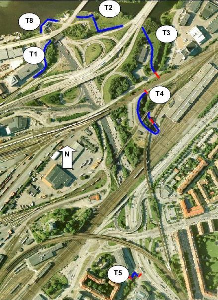 Modelldokumentation för Område C Centrala Göteborg 24 av 39 Skyddsbarriär T5 var inte beskriven i Mike 21 modellen och har därför arbetats in i Mike 21 modellen, se figur 17.