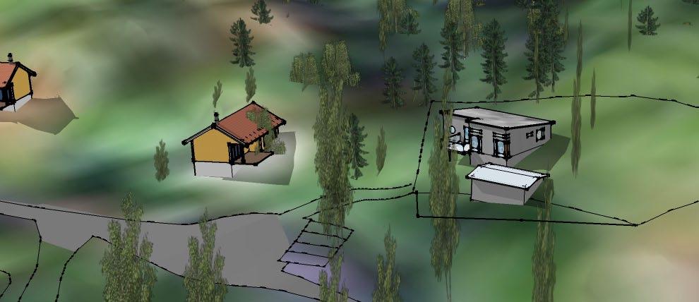 En gångväg i naturmarken upp till angränsande fastighet anläggs under förexploateringen lika övriga nya gång stigar i området, se Gångstigar nedan.