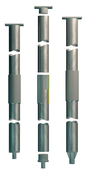 Pålens uppbyggnad Scandia Steels pålsystem för slagna stålrörspålar består av tryckplatta, pålrör med hylsskarv och bergsko.