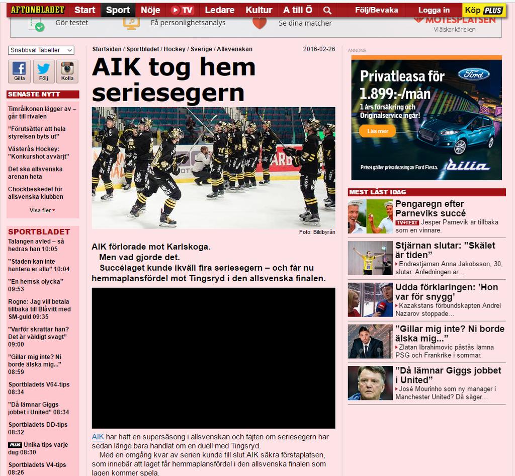 Totalt har 155 903 människor besökt Hovet för att se AIK Hockey under säsongen. AIKHOCKEY.