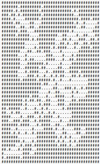 Figur 9 En redigerad skärmdump på en DLA genererad grotta (efter RogueBasin, 2012) Ett exempel på en