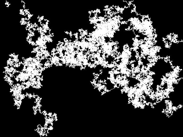 Diffusionsbegränsad aggregation Grottan i Figur 1 grävdes ut av en ensam partikel. Det man kan se är en stor grottor med ett par mindre grottor. De mindre grottorna har uppstått p.g.a. att partikel har krockat med ytterkanten av grottan och då flyttas till en slumpad plats på kartan.