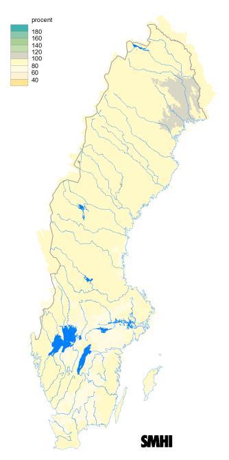 Bilaga 4f. Översikt över vädret i oktober över hela landet, jämfört med normalperioden.