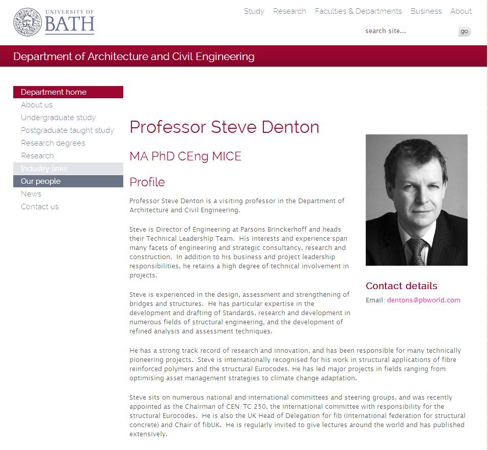 Ordförande Steve Denton University of Bath Parsons