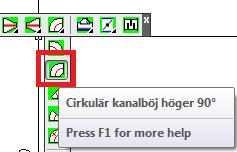 48 Hämta en kanalböj 90 höger. Kommandoraden frågar om det ska vara dim 315: Current line type: Bylayer"Elbow Size/<315>. Tryck enter för ja.