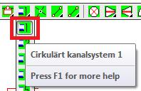 50 Hämta tilluftsdon ø160/ø400 ur ikonmenyn. Klicka på ikonbilden eller markera i texten och tryck OK. Fäst donet i punkt 10. Klicka på knappen ritvinkeljustering och ange värdet 15. Tryck enter.