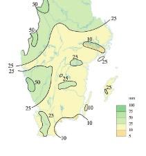 Nästan hela regionen låg på 1 till 1,5 grader högre än normalt.