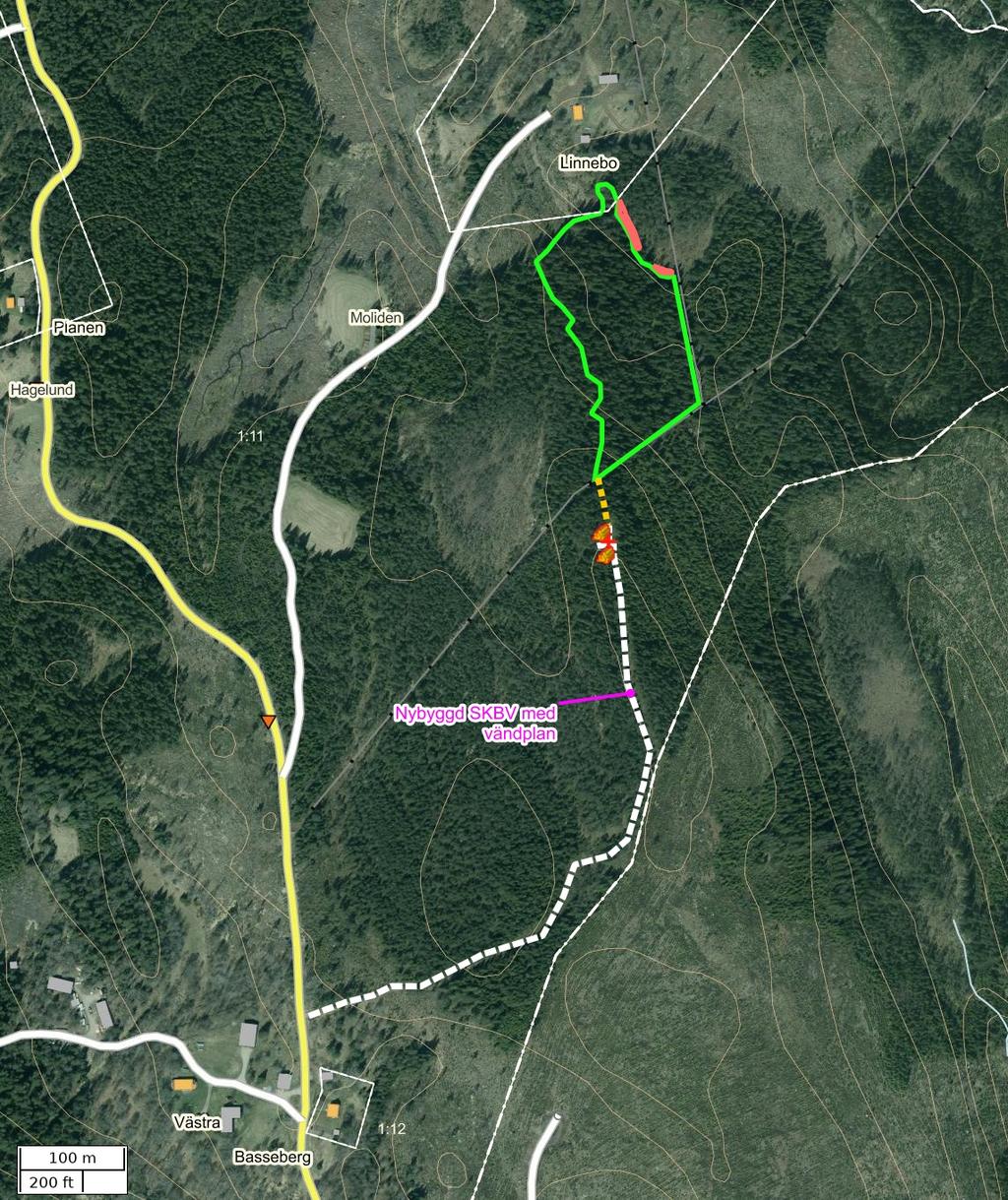 Traktdirektiv 2018-11-29 20:26 Basseberg RP Södra Hushållningssällskapet Skog Detaljkarta Skala: ~1:5000