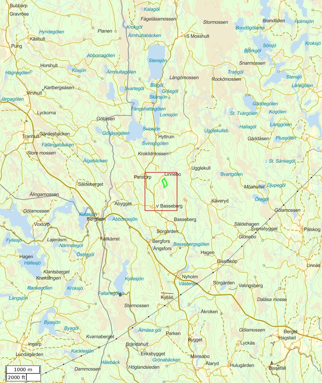 Traktdirektiv 2018-11-29 20:26 Basseberg RP Södra Hushållningssällskapet Skog Översiktskarta Skala: ~1:50000