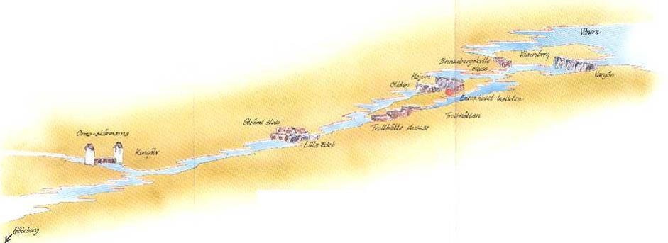Figur 2. Karta över Göta älv Förutom att hantera vatten till elproduktion så finns det flera andra påverkande faktorer på vattenflödet. Göta älv är en viktig transportled för lastfartyg.