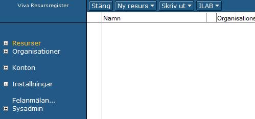 Viva Resursregister 3 Resursregistret Många av de inställningsvyer som finns i Resursregistret beskrivs inte i denna handledning då de istället kan användas i Viva RSU.