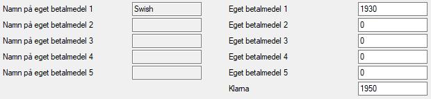 5.4 Lägga till egna betalmedel Du kan lägga till dina egna betalmedel genom att öppna Inställningar