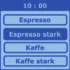 I ett meddelande anges att du har valt två koppar. Maskinen fortsätter automatiskt med 2 fullständiga omgångar av kaffebryggning.