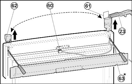 15 (52). u Stäng dörren. u Sätt på plastkåpan Fig. 13 (40) igen på mittre lagerbock Fig. 13 (42). u Sätt i mittre lagerbult Fig. 13 (41) genom mittre lagerbock Fig. 13 (42) i den nedre dörren.