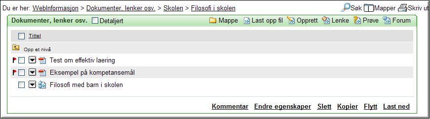 Exempel på en sida med länkar till dokument Här tittar vi på ett annat exempel: I denna mapp (Filosofi i