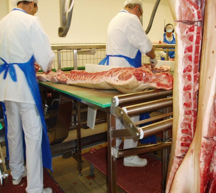 En studie av kvalitet och utbyte i styckning En styckare styckar kött för ca 10 000 kr per timme. En ökning av arbetstakten med 1% minskade utbytet med 0,34%.