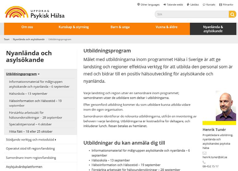 Information och verktyg på webben - All information om utbildningsprogram och detaljer om alla utbildningarna finns på UppdragPsykiskHälsa.