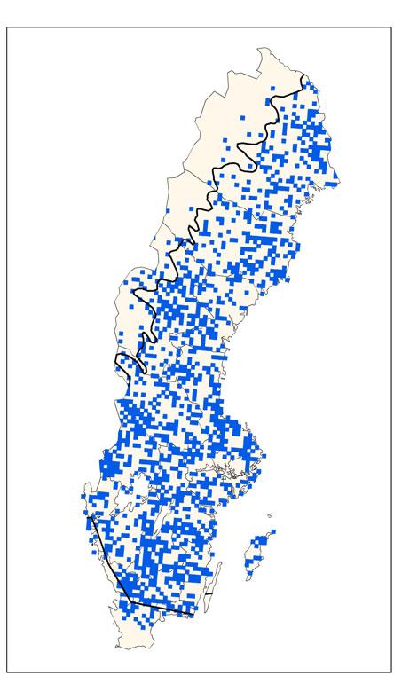 som förekomstområde på kartan betydligt mer täckande än den faktiska förekomsten av naturtypen särskilt i regioner där naturtypen förekommer spritt, men med små arealer.