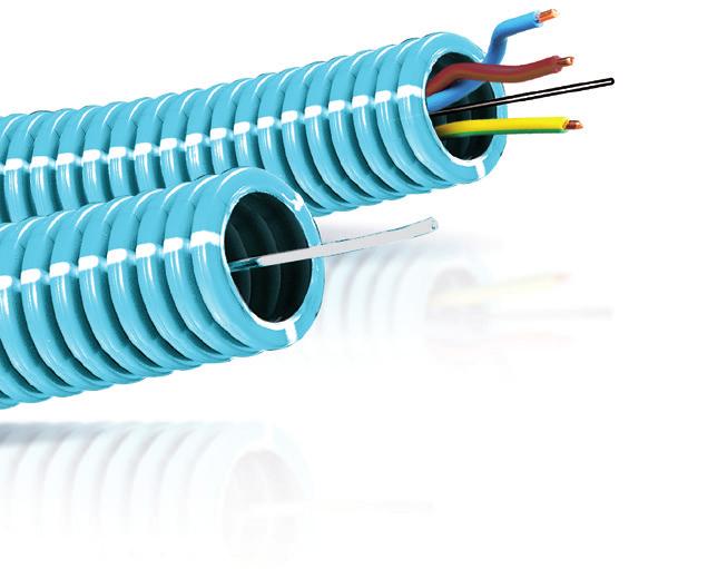 System som skärmar av elektromagnetiska strålningar 1 2 3 Två flexrör av typ ICTA 3422 enligt EN-61386-22 samt rekommendationer NF HQE.