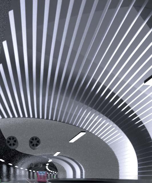 PRINCIP RAMPTUNNEL TRAFIKANORDNING INSTALLATIONER/DRIFTUTRYMMEN Ramptunneln utformas som bergrespektive betongtunnel.