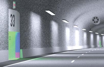 GRAFISK INFORMATION Att lätt kunna orientera sig är en viktig aspekt som påverkar utformningen. Tydlig information om var man befi nner sig i tunnelfärden är väsentlig för trygghetskänslan.