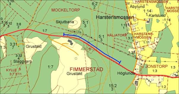 3027, Söder om Harstensmossen, FIMMERSTAD Motivering: Solbelysta sandslänter med mycket kattfot och blåmonke.