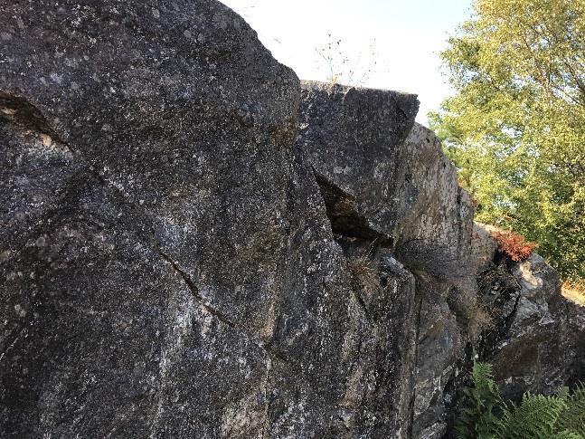 Sprickorna är råa och inga sprickmineral noterades i fält. 2 (2m) 120±8 61±38 En grupp sprickor som stupar åt sydväst med mycket varierande lutning. Sprickorna stryker i sydöstlig riktning.