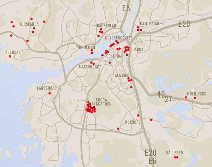 Projektfastighet Område Adress Byggår Markareal Uthyrningsbar yta, kvm Gamlestaden 740:132 Gamlestaden Gamlestads torg 1 600 - Gårda 2:12 Gårda Venusgatan 2-6 3 600 - Högsbo 2:2 * Högsbo Gruvgatan 1