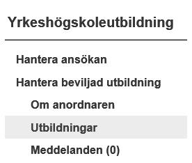 3. b) Registrera studerande i studiedokumentationen När en ny utbildningsomgång har startat lämnar du uppgifter om de studerande under Yrkeshögskoleutbildning/Hantera studiedokumentation.